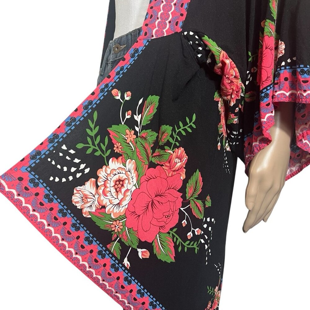 Anthropologie Flying Tomato Kimono Women's Size S/M Floral Cover Up Boho Bohemio - Picture 5 of 8